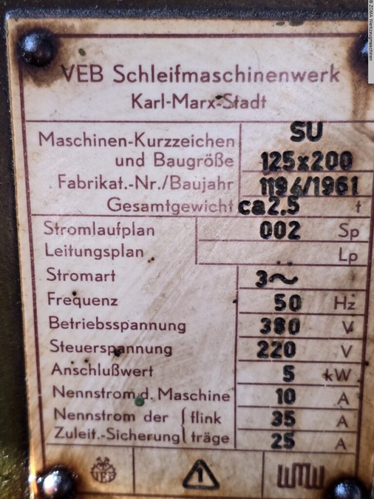VEB Werkzeugmaschinen SU 125 x 200 | 1961